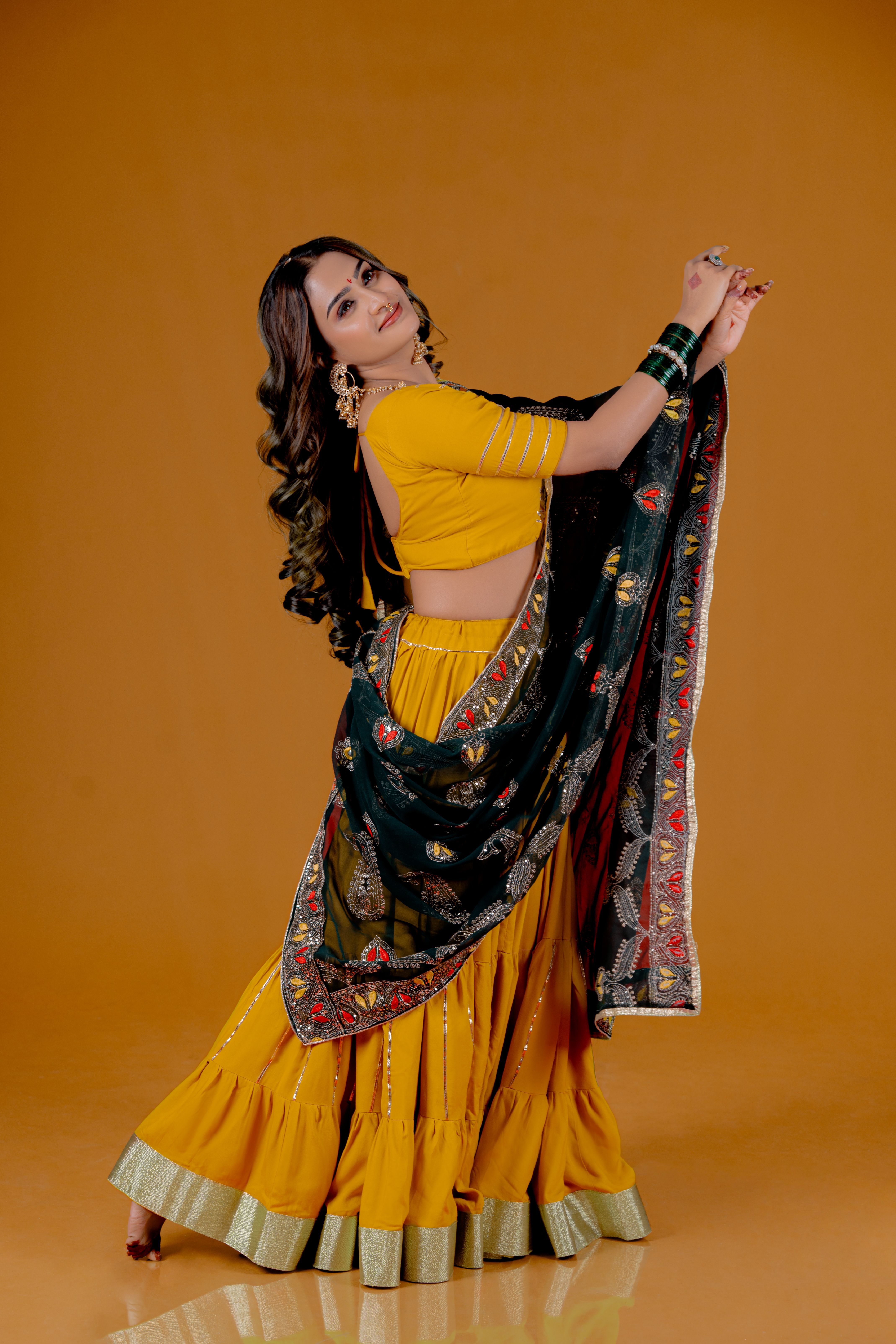 Embellished Semi-Stitched Lehenga & Unstitched Blouse Taping - Image 2
