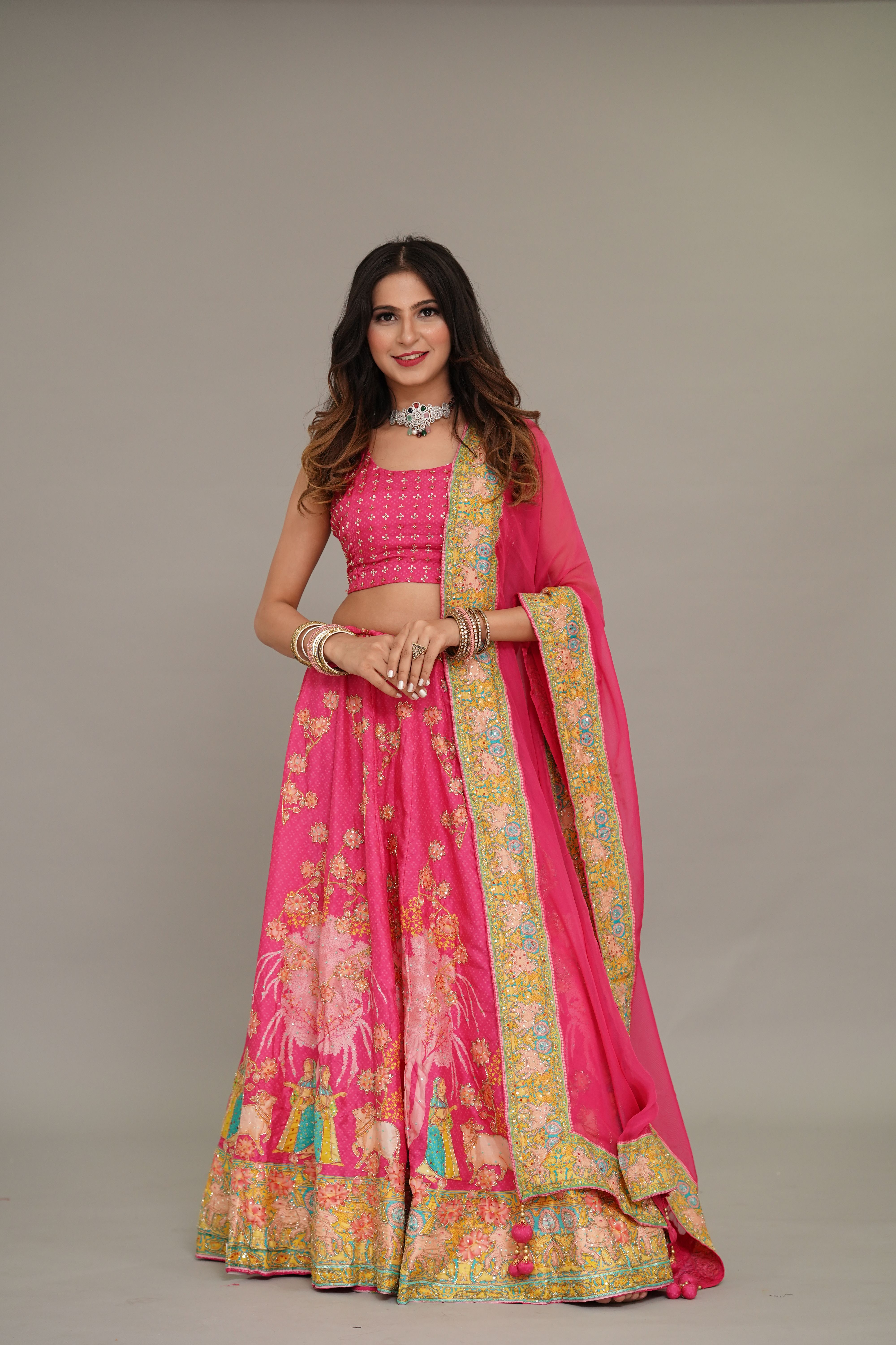 Embellished Semi-Stitched Lehenga & Unstitched Blouse Taping